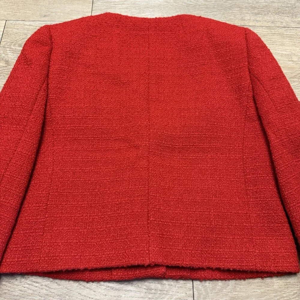 J. Crew V-Neck Lady Jacket in Maritime Tweed Festival Red NWT Size 0 BV211 - Picture 12 of 14